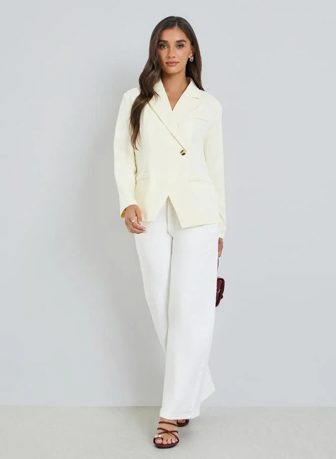 Styli Women Cream Button-Front Blazer